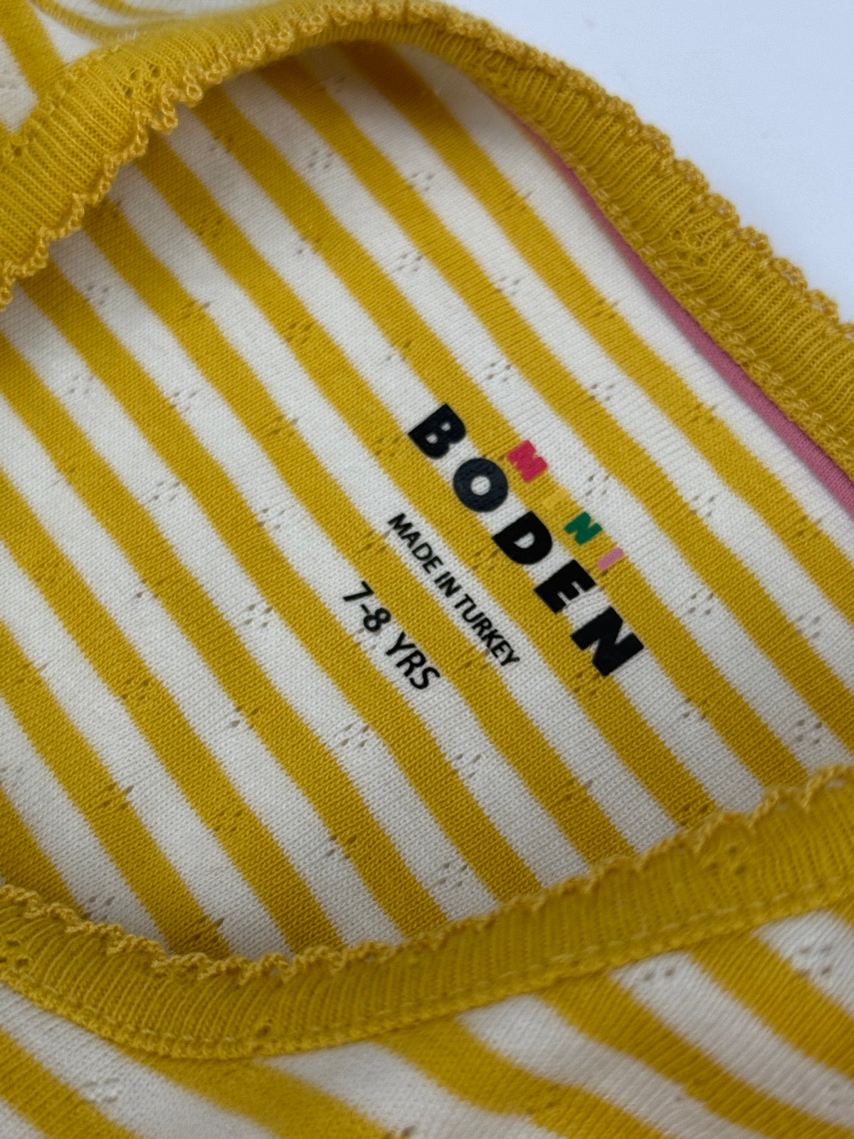 Mini Boden Yellow Stripe T-Shirt 7-8Y