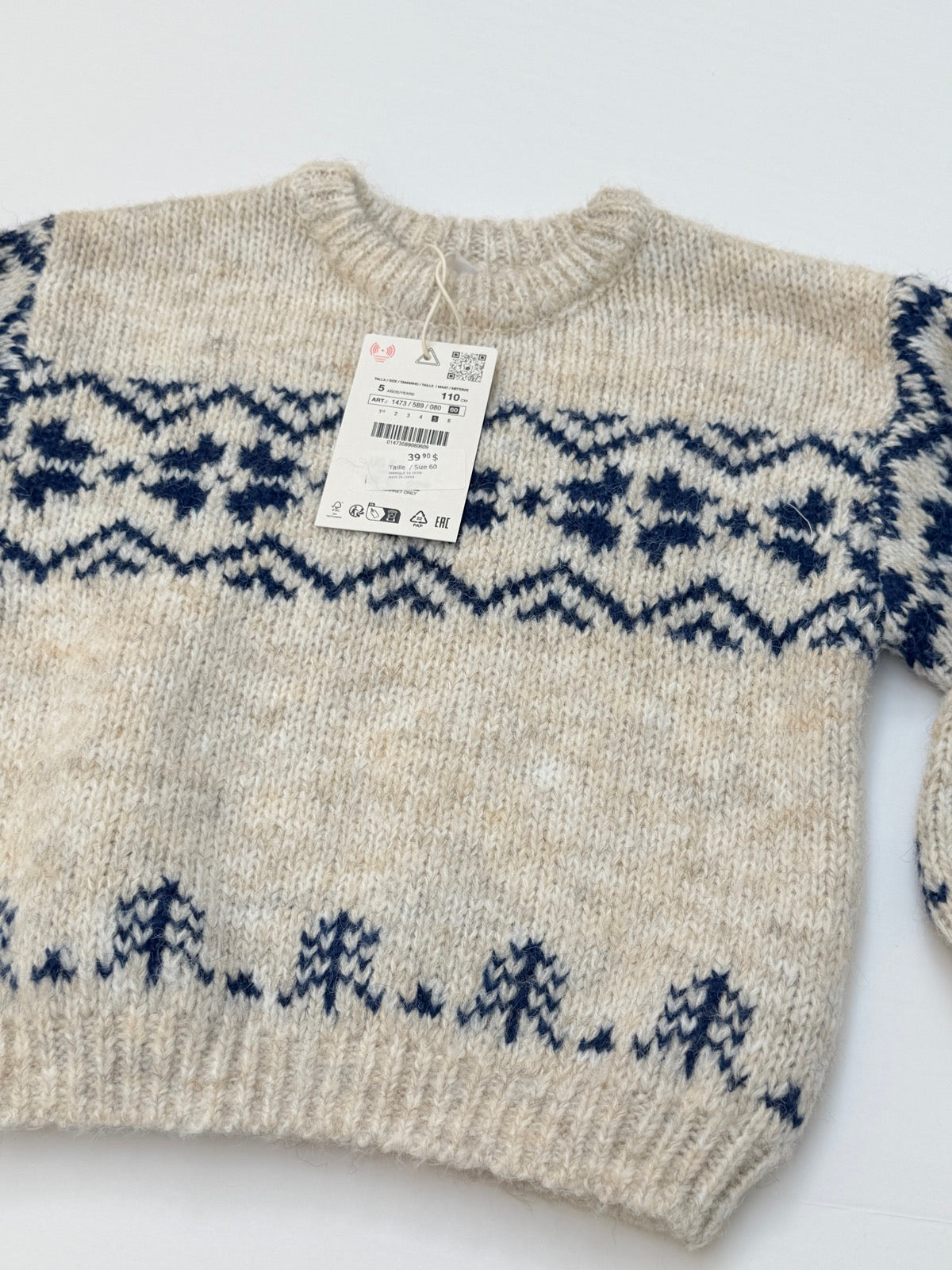 NWT - Zara Fair Isle Knit Sweater Size 5Y