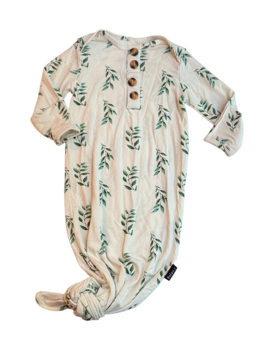 Belan.J Leaf Print Bamboo Romper 0-3M