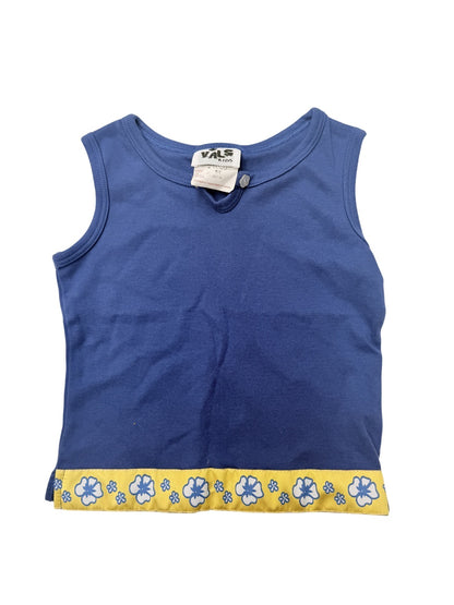 Vals Kids Blue Floral Trim Tank Top 3Y