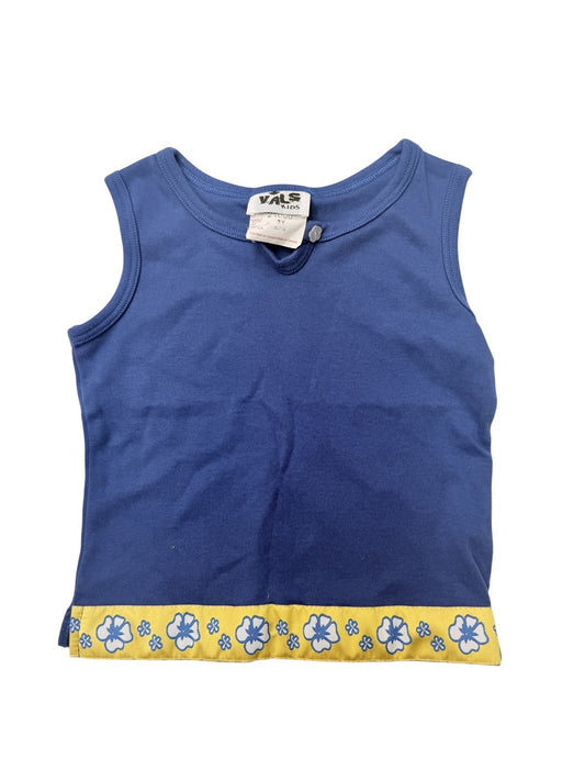 Vals Kids Blue Floral Trim Tank Top 3Y