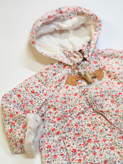 Zara Baby Floral Quilted Hooded Light Jacket 12-18m