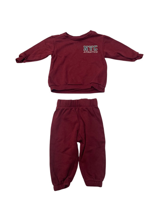 George Baby NYC Athletics Burgundy Fleece Set 6-12M