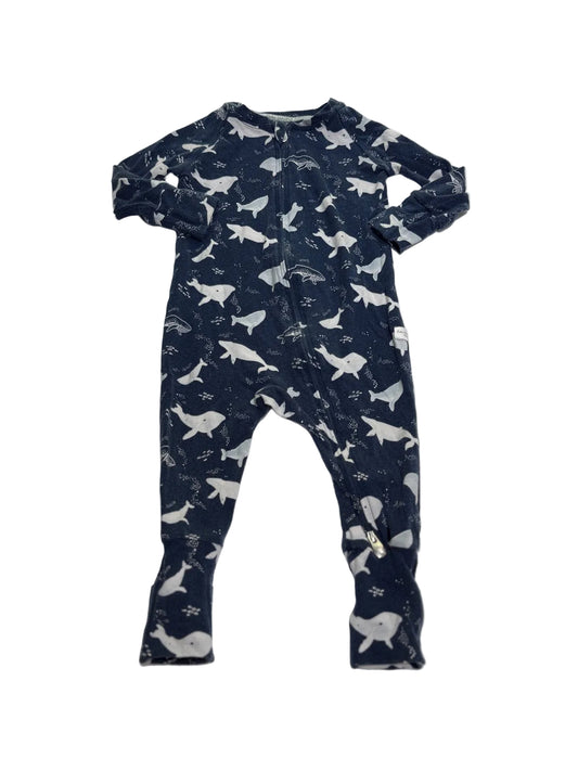 Loulou Lollipop Whale Print Romper 6-12m