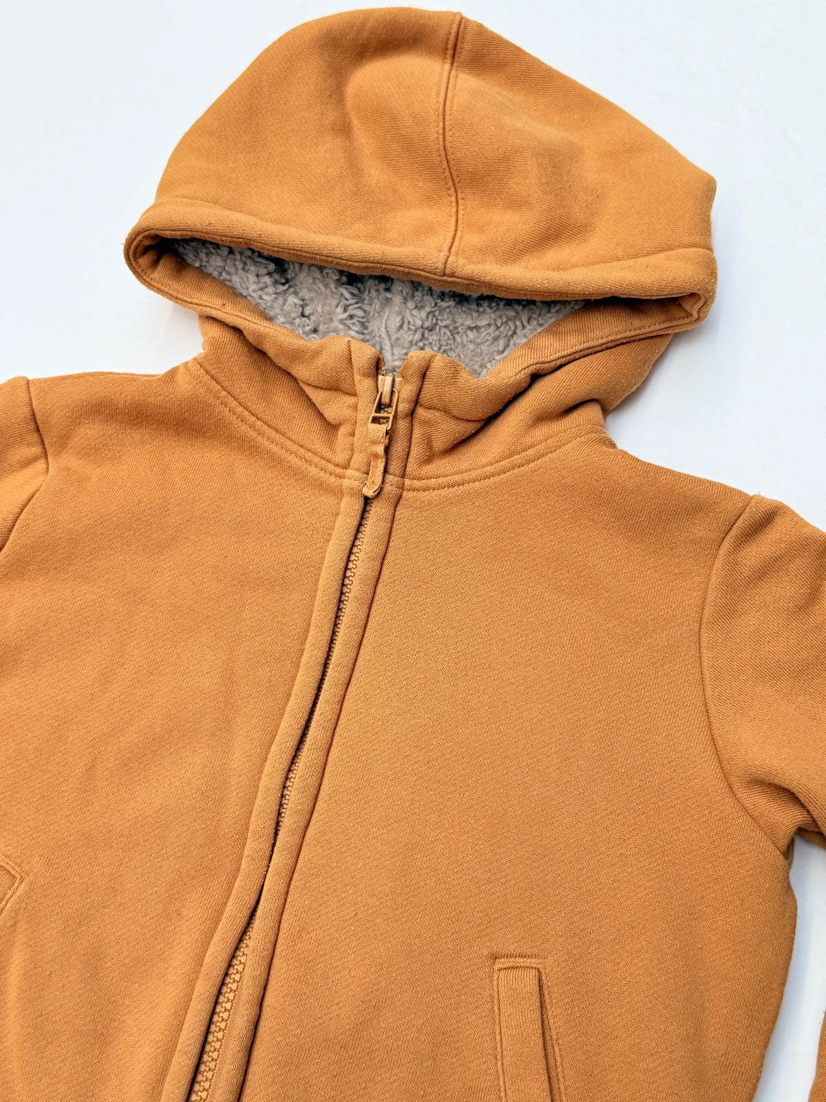 Uniqlo Kids Orange Sherpa-Lined Zip Hoodie