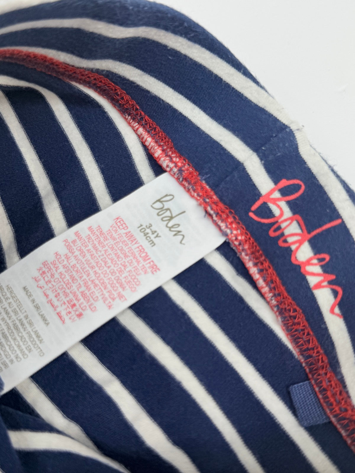Boden Navy Stripe Rainbow Cuff Leggings 3-4Y