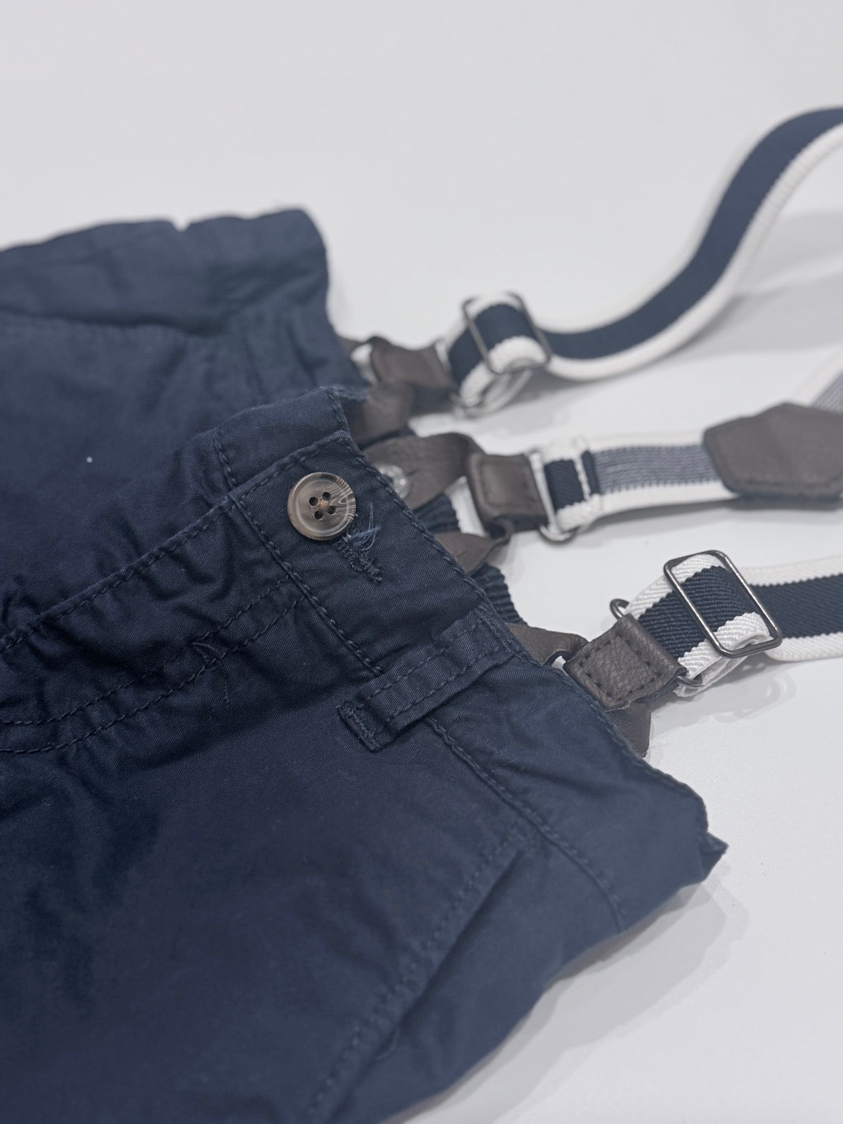 Joe Fresh Navy Chino Pants with Suspenders 18-24M