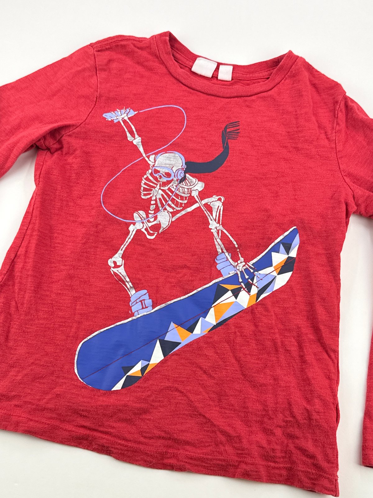 Gap Kids Skeleton Snowboarder Long Sleeve T-Shirt 6-7
