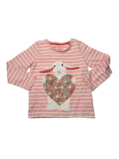 Mini Boden Bunny Heart Stripe Top 4-5Y