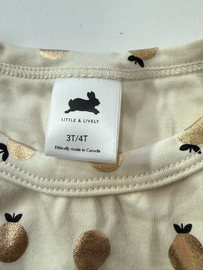 Little & Lively Gold Pineapple Tee 3T 4T