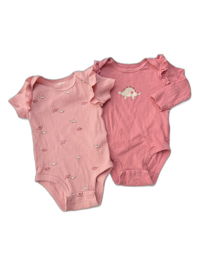 Pekkle Pink Dinosaur Bodysuit Set 9M