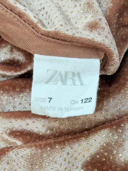 Zara Velvet Gold Dot Dress Size 7