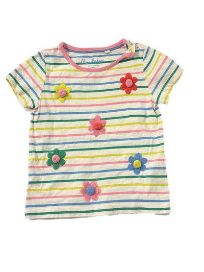 Mini Boden Striped Floral T-Shirt 3-4Y