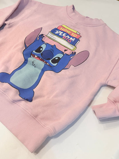 Zara Disney Stitch Pink Sweatshirt Size 9-10Y