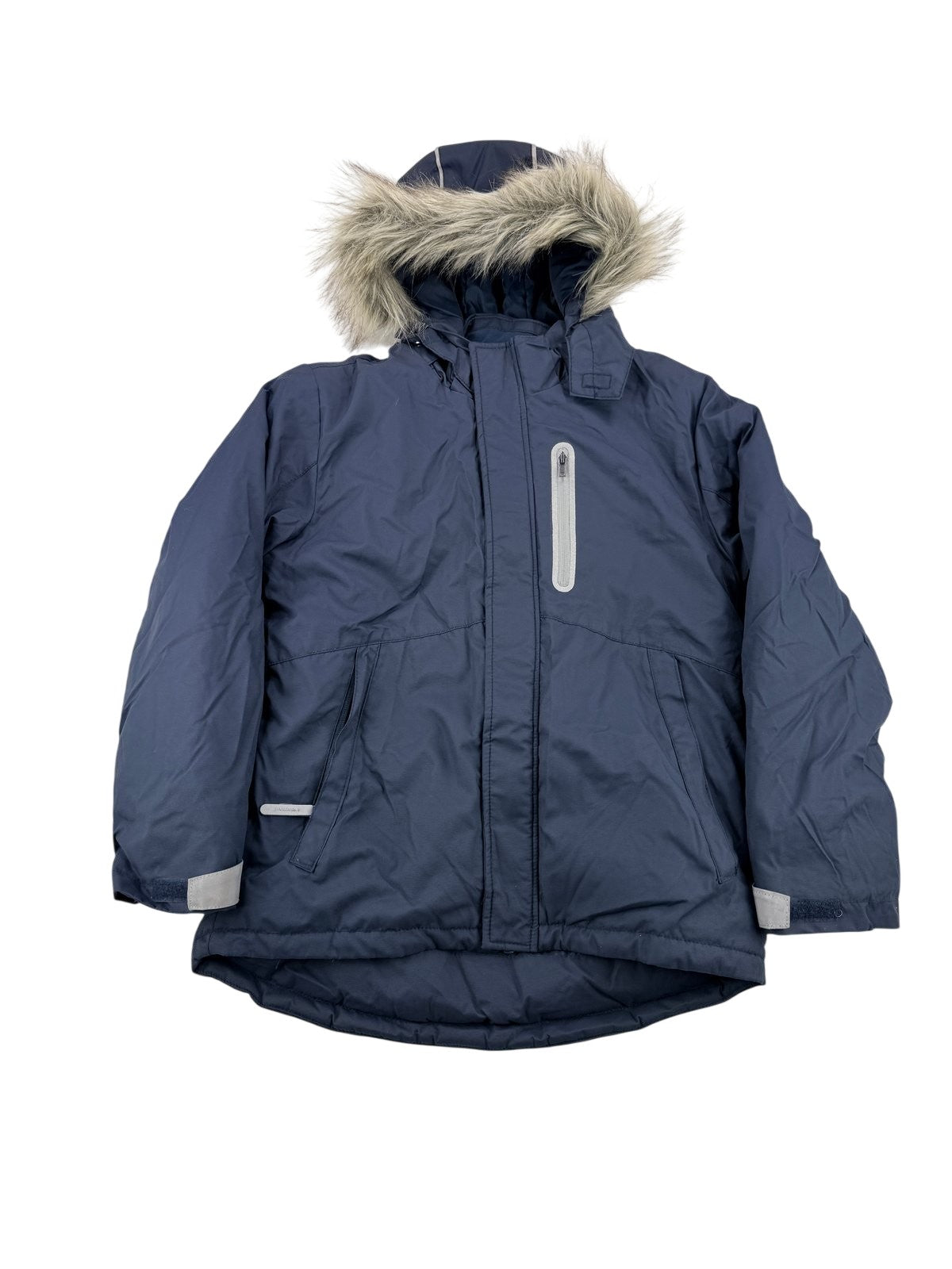 H&M Navy Hooded Parka Jacket Size 7-8Y