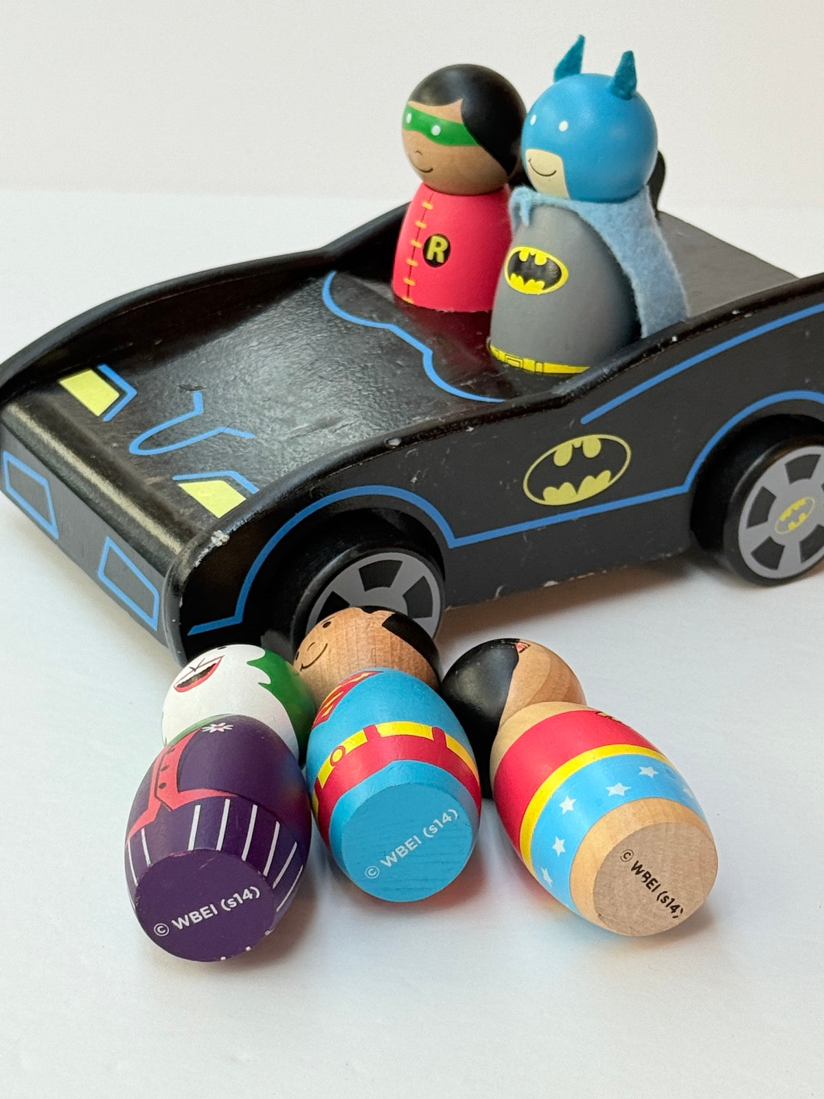 DC Comics Wooden Batmobile Peg Doll Set