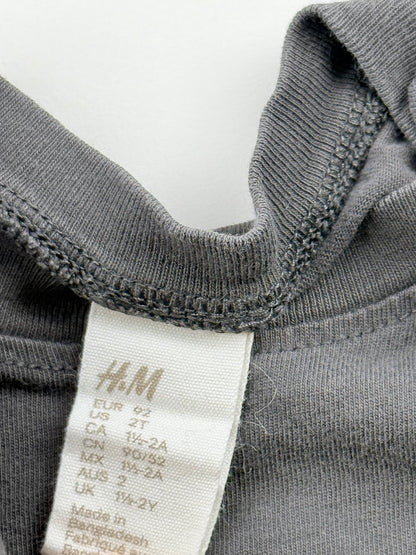 H&M Charcoal Bear Graphic Long Sleeve T-Shirt 2T