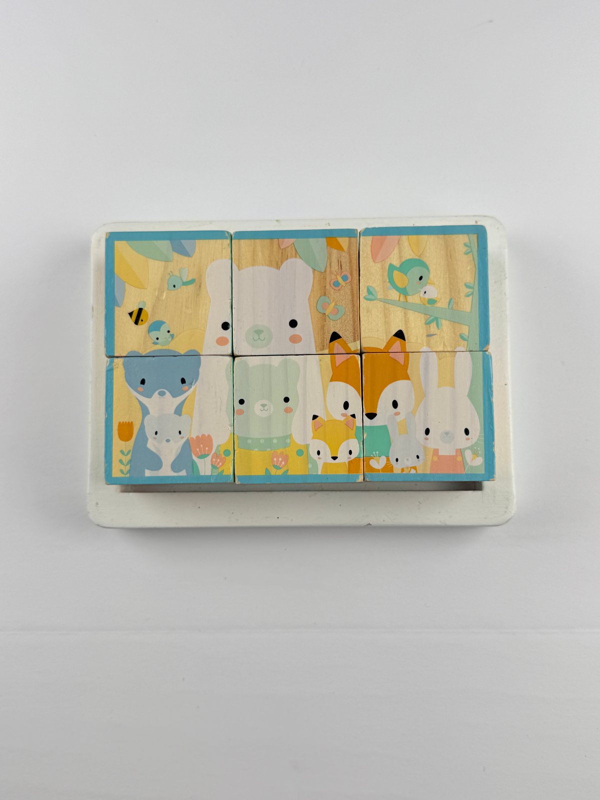 Janod Wooden Animal Cube Puzzle with Tray