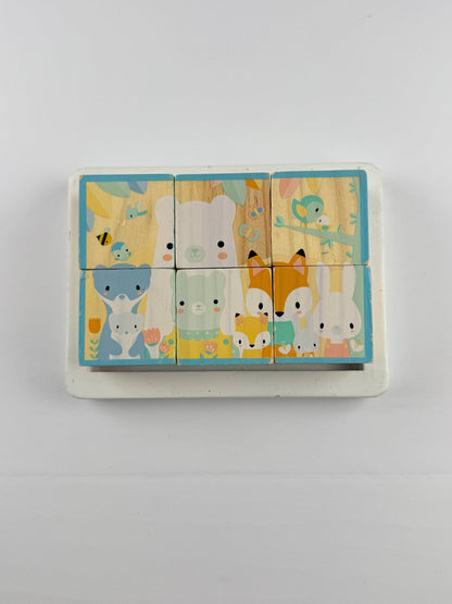 Janod Wooden Animal Cube Puzzle with Tray