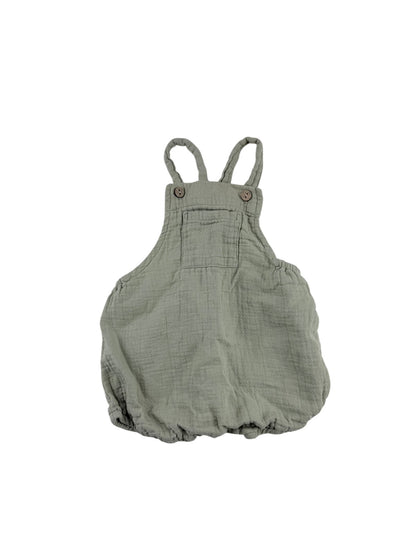 Quincy Mae Sage Green Muslin Romper 0-3M