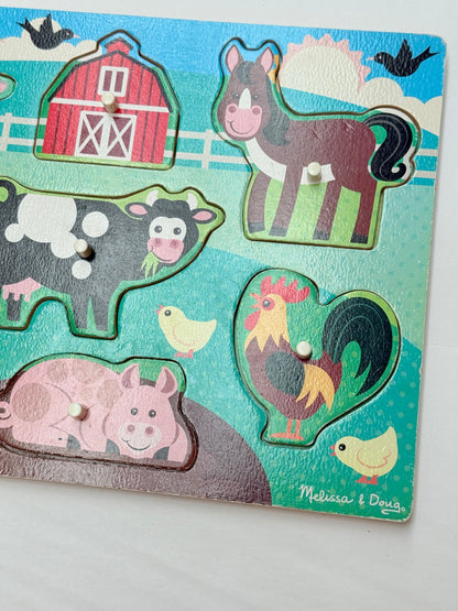 Melissa & Doug Farm Animals Wooden Peg Puzzle