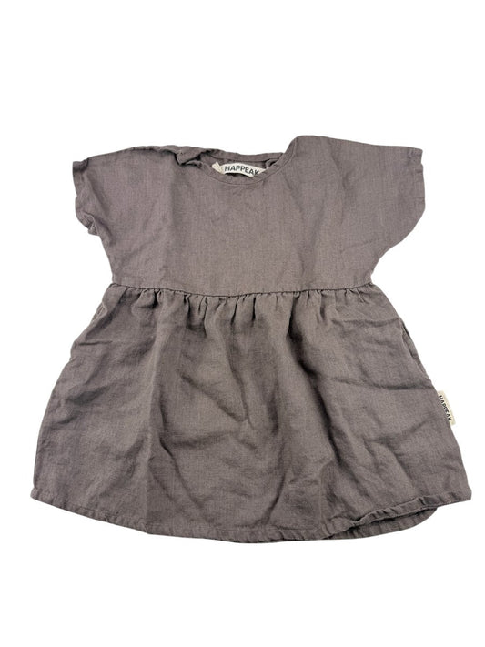 HAPPEAK Taupe Linen Peplum Top 1-2