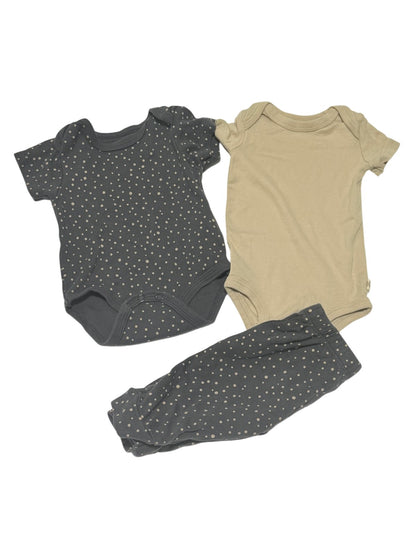 Huggies /  Gray Dot & Tan Bodysuit Pants Set 3M