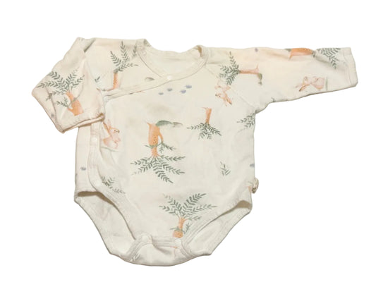 Cotton wrap Bunny Carrot Print Onesie 0-3m