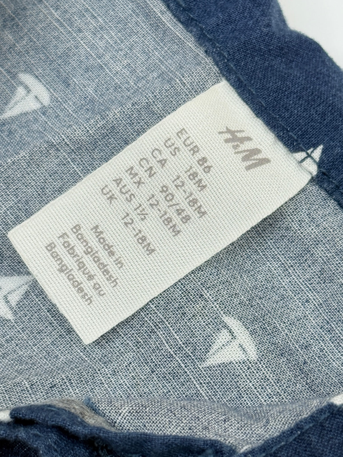 H&M Sailboat Button Shirt 12-18M