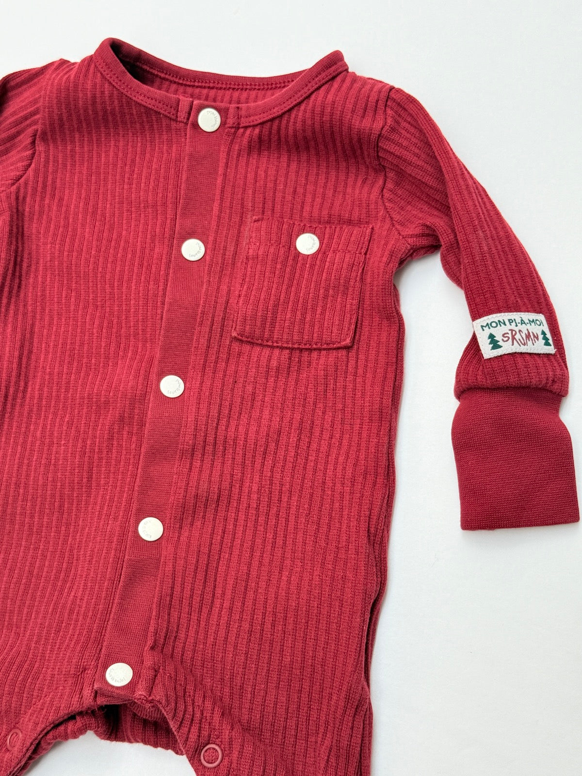 Souris Mini Burgundy Ribbed Footed Sleeper 0-3M