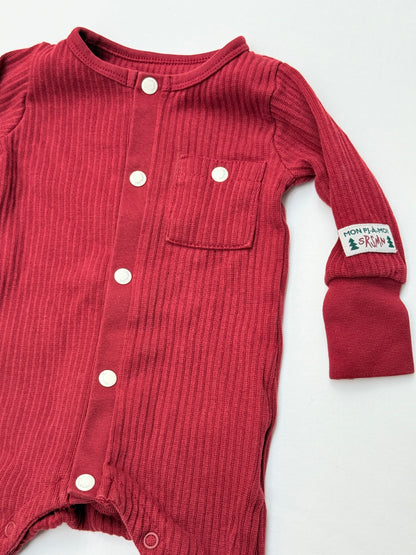Souris Mini Burgundy Ribbed Footed Sleeper 0-3M