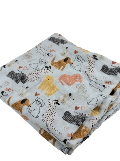 Loulou Lollipop Dog Print Muslin Swaddle Blanket
