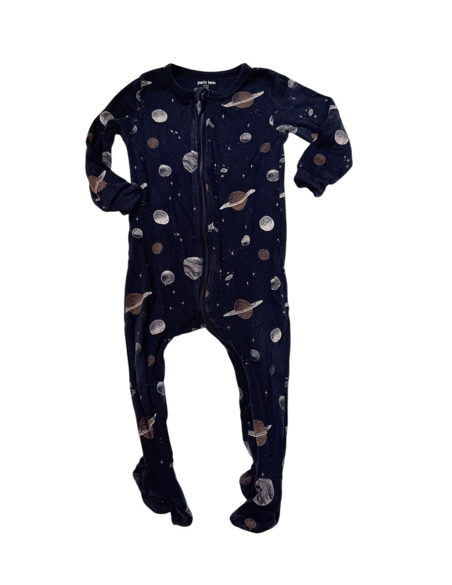 Petit Lem Planet Print Footed Sleeper 12M