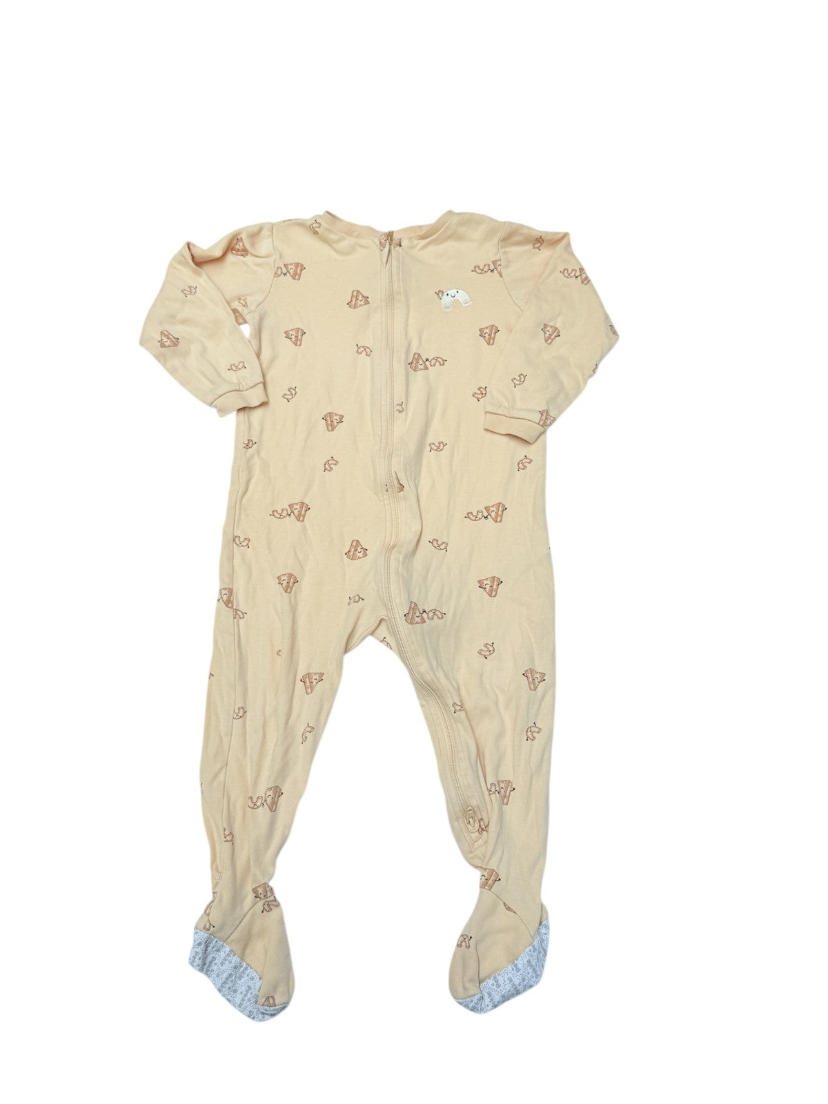 Pekkle Yellow Cheese Print Footed Sleeper 24M