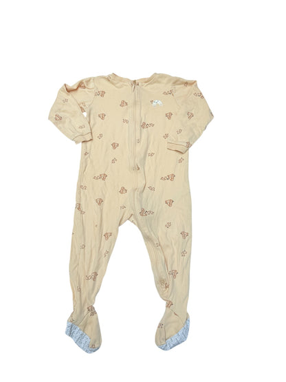 Pekkle Yellow Cheese Print Footed Sleeper 24M