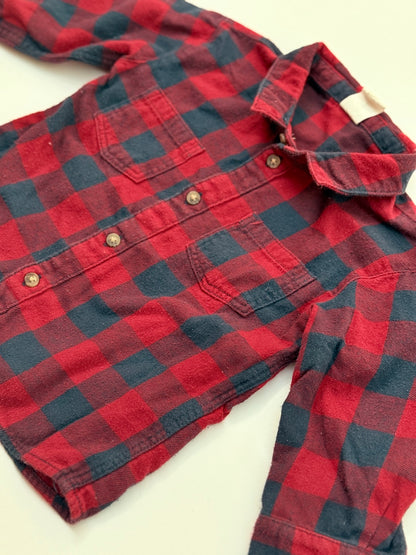 H&M Red Navy Plaid Flannel Shirt 9-12M