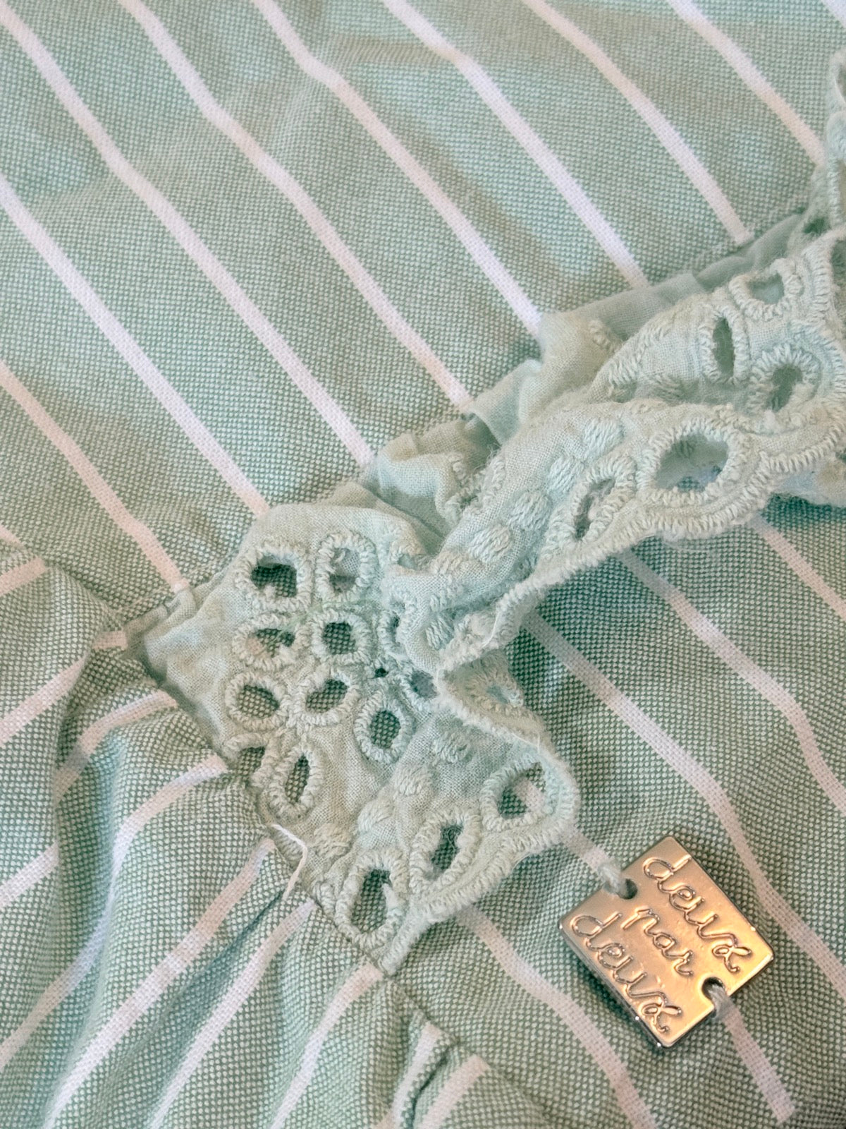 Deux par Deux Mint Striped Jumpsuit Size 8