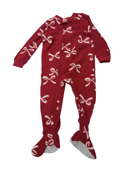 Carter's Red Bow Print Fleece Footed Sleeper 2T