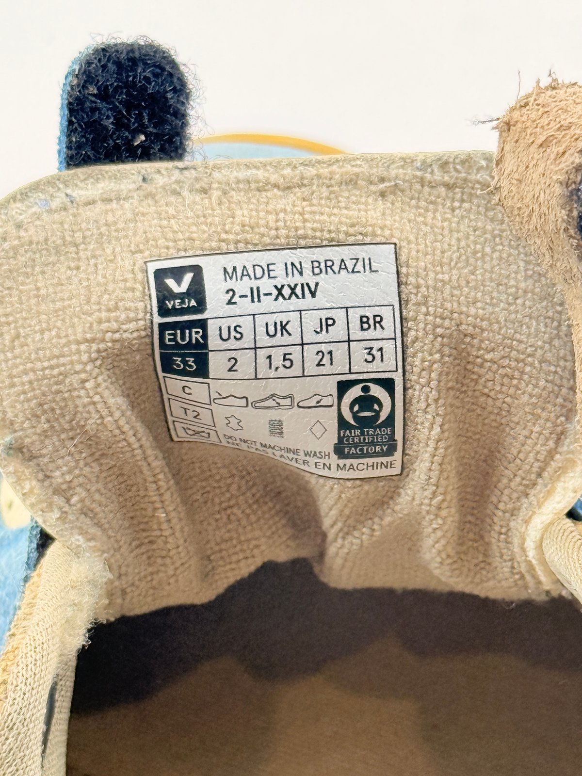 Veja Velcro Leather Sneakers Blue Cream Size 2