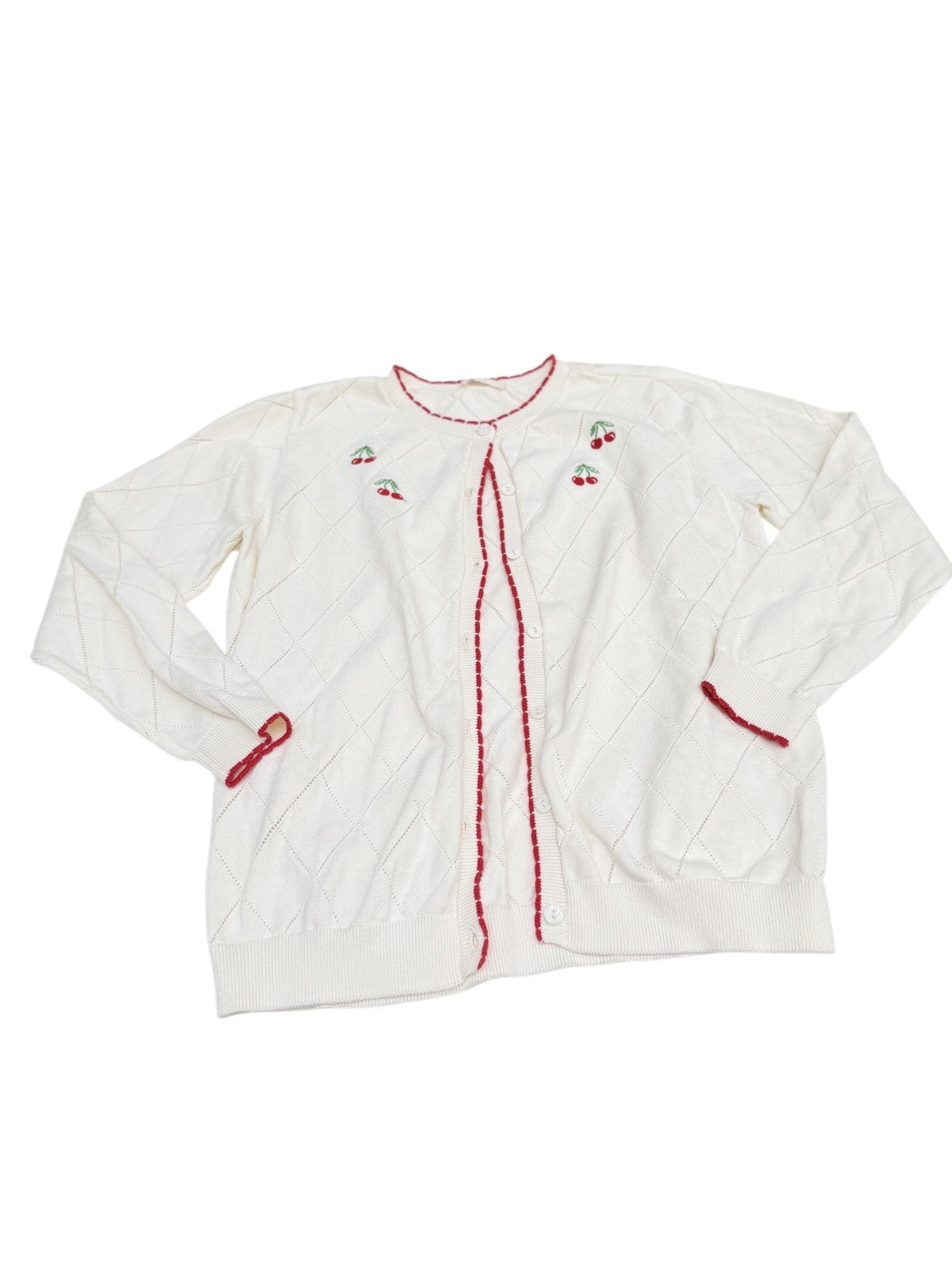 Dave & Bella Cherry Embroidered Cardigan Size 10/12