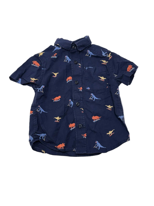The Children's Place Dinosaurs on scooters Button Shirt 12-18M