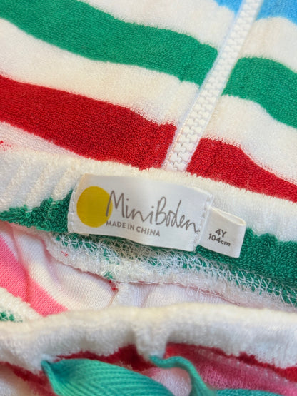 Mini Boden Striped Terry Hoodie Shorts Set 4-5Y