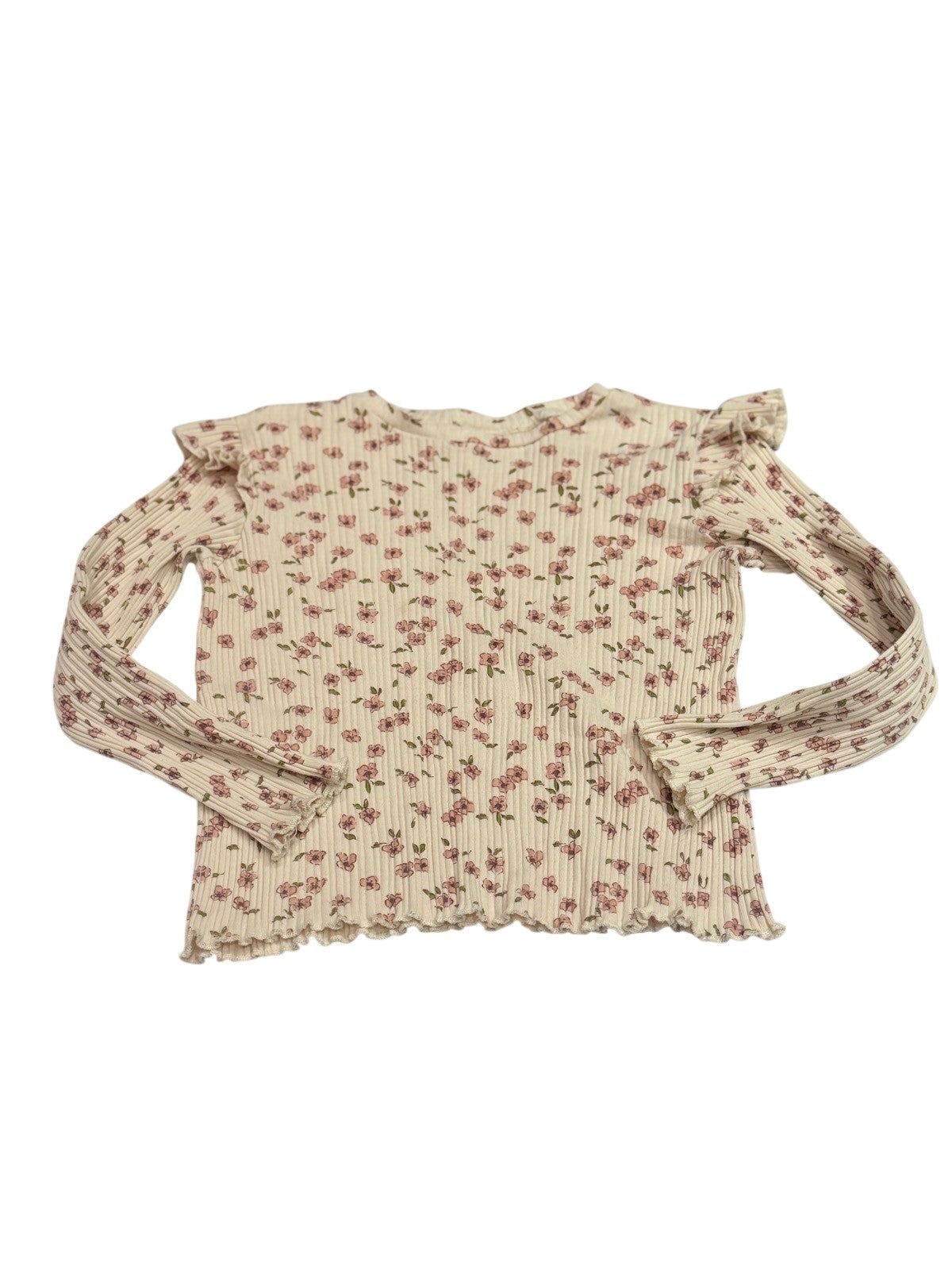 Zara Floral Ribbed Long Sleeve Top 4-5Y