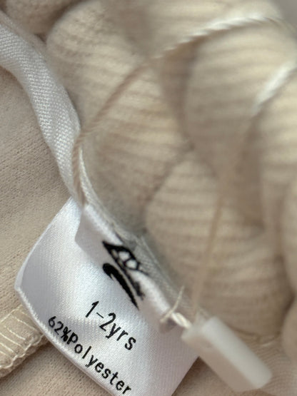 Cute Beige Thick Wide Leg Pants 1-2Y