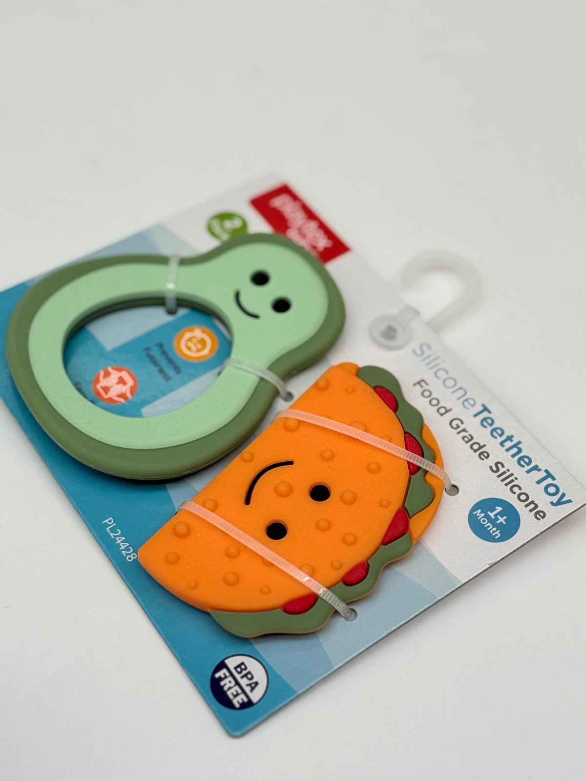 NWT - Playtex Baby Avocado Taco Silicone Teether Toy 2pk