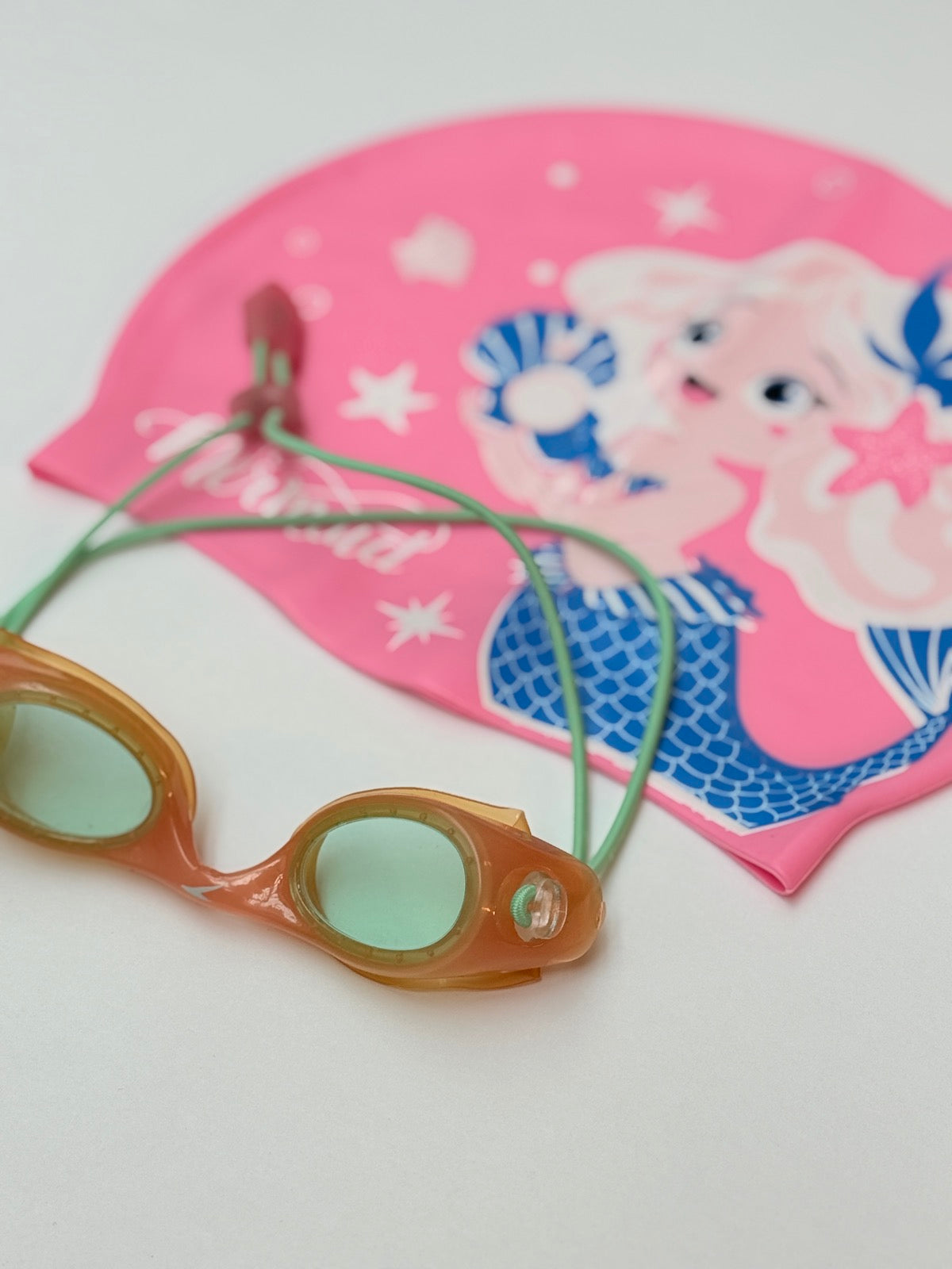 Mermaid Kids Swim Cap and Goggles Set 2-4t
