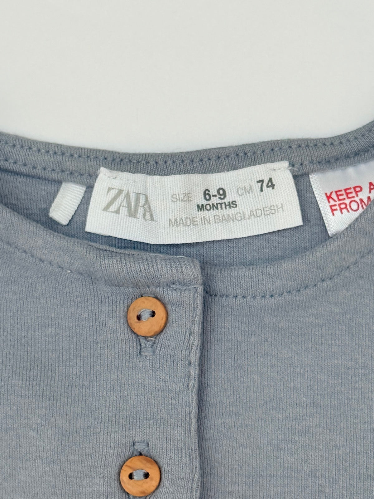 Zara Gray Henley Long Sleeve Top 6-9M