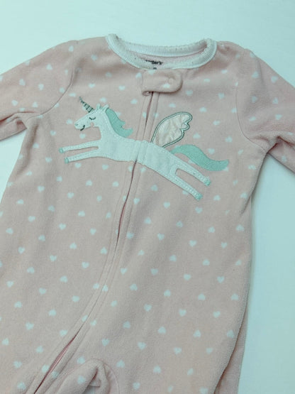 Carter's Pink Unicorn Fleece Sleeper 6M