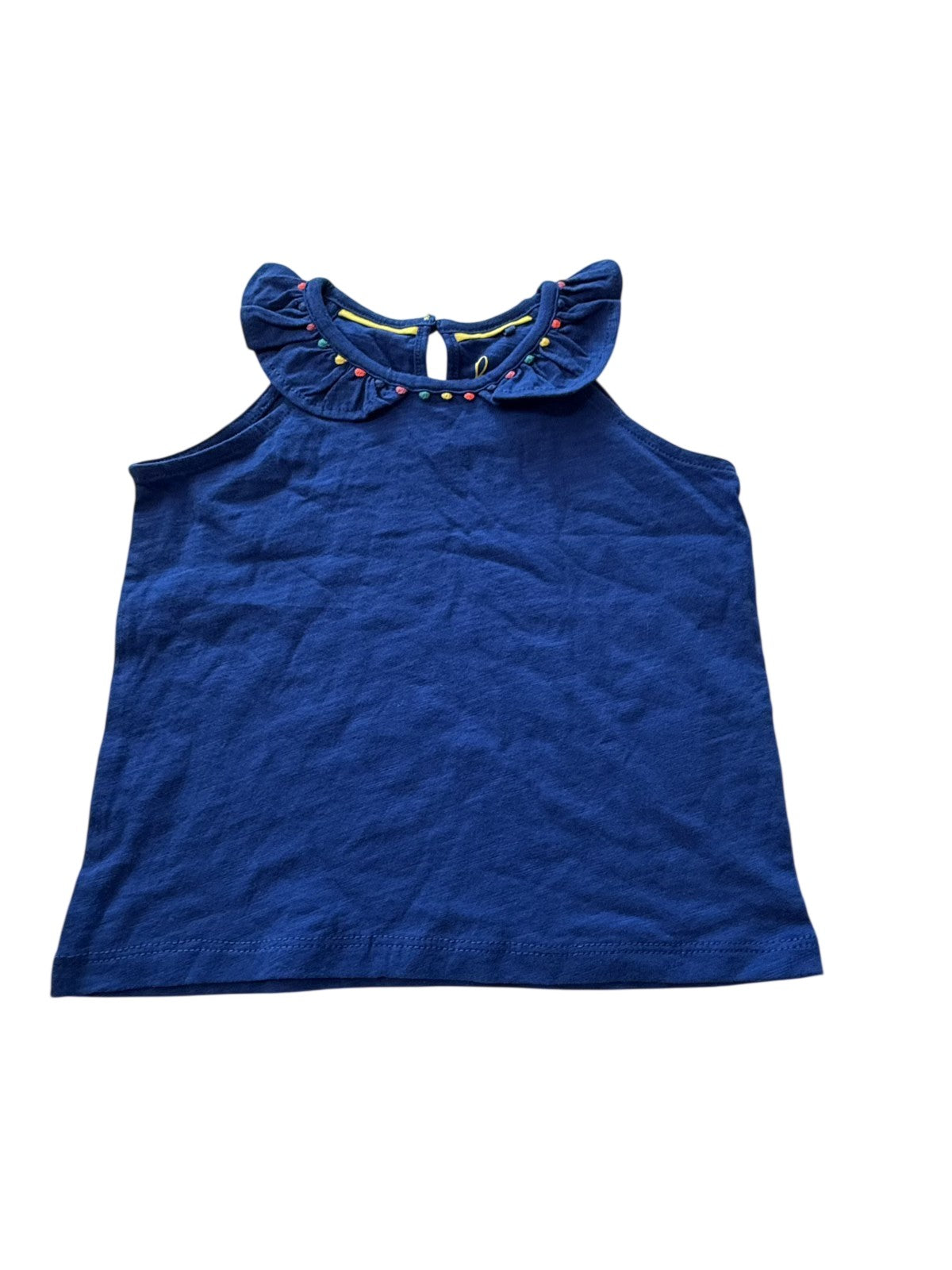 Boden Blue Ruffle Collar Tank Top 2-3Y