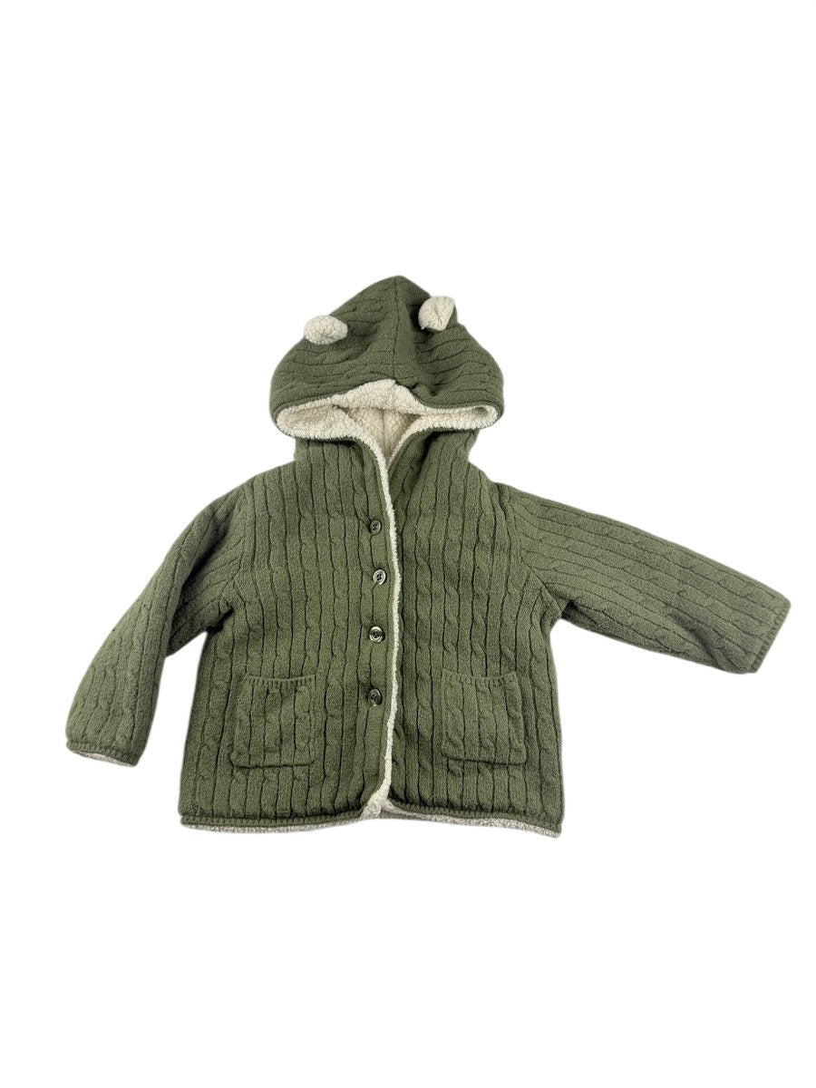 baby Gap Green Cable Knit Sherpa Jacket 12-18M